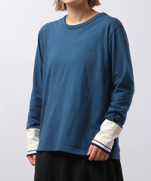 Emago(イマゴ)の「EMAGO 袖切替えロングスリーブ(Tシャツ/カットソー・レディース・ブラック/ネイビー/アイボリー・FREE)」の14枚目の写真