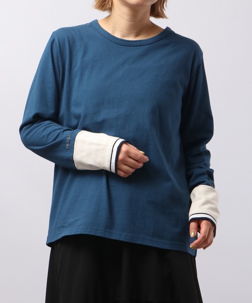 Emago(イマゴ)の「EMAGO 袖切替えロングスリーブ(Tシャツ/カットソー・レディース・ブラック/ネイビー/アイボリー・FREE)」の15枚目の写真