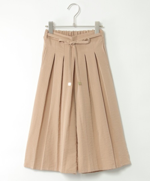 ikka(イッカ)の「細ベルト付きスラブワイドパンツ(120~160cm)(その他パンツ・キッズ・ブラック/ベージュ・120/130/140/150/160)」の1枚目の写真