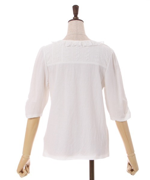 axes femme(アクシーズファム)の「パール釦付袖カットプルオーバー(Tシャツ/カットソー・レディース・サックスブルー/ホワイト/ブラック・FREE)」の6枚目の写真