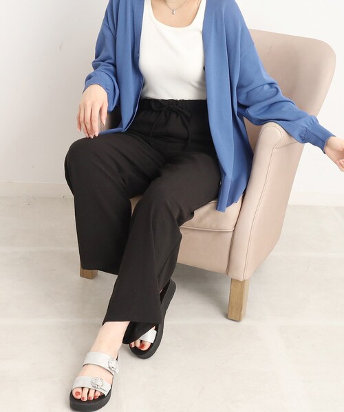 SHOO・LA・RUE（シューラルー）の「◆【接触冷感/セットアップ可/イージーケア】ウエストゴムで楽ちん ワイドパンツ（その他パンツ・レディース・マスタード/カーキ/ベージュ/ブラック・00）」の2枚目の写真