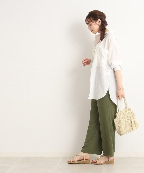 SHOO・LA・RUE（シューラルー）の「◆【接触冷感/セットアップ可/イージーケア】ウエストゴムで楽ちん ワイドパンツ（その他パンツ・レディース・マスタード/カーキ/ベージュ/ブラック・00）」の22枚目の写真