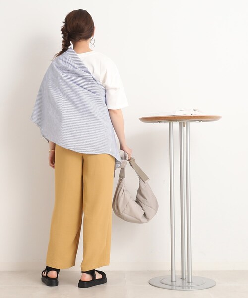 SHOO・LA・RUE（シューラルー）の「◆【接触冷感/セットアップ可/イージーケア】ウエストゴムで楽ちん ワイドパンツ（その他パンツ・レディース・マスタード/カーキ/ベージュ/ブラック・00）」の14枚目の写真