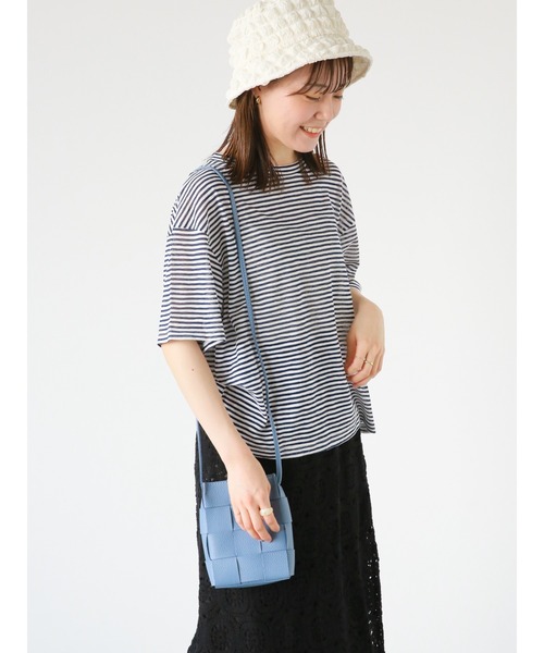 ehka sopo(エヘカソポ)の「シアーボーダーTシャツ(Tシャツ/カットソー・レディース・ネイビー/ベージュ/サックスブルー・フリ-)」の20枚目の写真