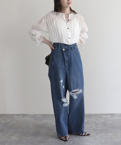 fredy emue（フレディエミュ）の「ラップデザインデニムパンツ（デニムパンツ・レディース・ブルー/サックスブルー・34/36/38）」の6枚目の写真