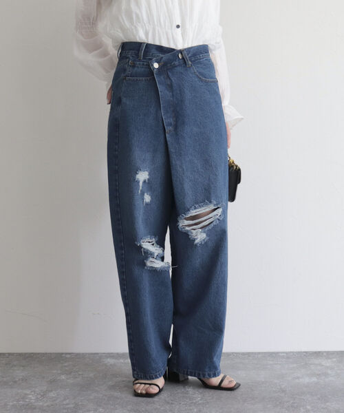 fredy emue（フレディエミュ）の「ラップデザインデニムパンツ（デニムパンツ・レディース・ブルー/サックスブルー・34/36/38）」の8枚目の写真