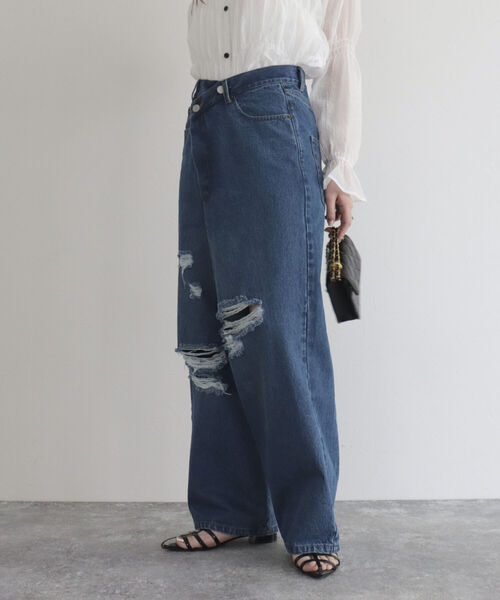 fredy emue（フレディエミュ）の「ラップデザインデニムパンツ（デニムパンツ・レディース・ブルー/サックスブルー・34/36/38）」の10枚目の写真