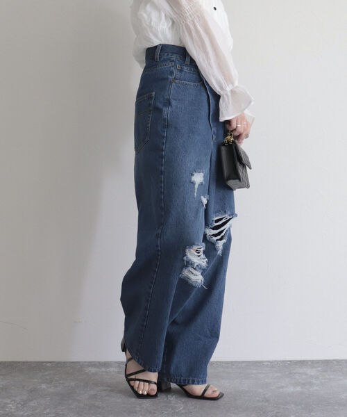 fredy emue（フレディエミュ）の「ラップデザインデニムパンツ（デニムパンツ・レディース・ブルー/サックスブルー・34/36/38）」の14枚目の写真