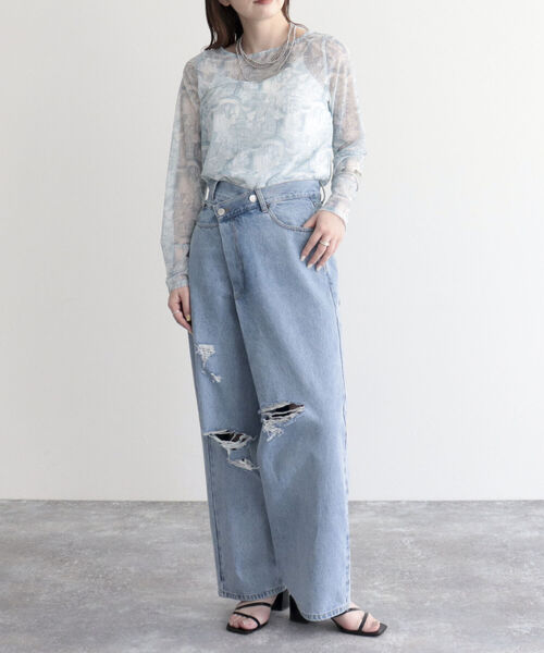 fredy emue（フレディエミュ）の「ラップデザインデニムパンツ（デニムパンツ・レディース・ブルー/サックスブルー・34/36/38）」の17枚目の写真