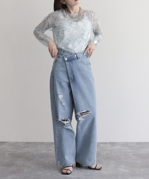 fredy emue（フレディエミュ）の「ラップデザインデニムパンツ（デニムパンツ・レディース・ブルー/サックスブルー・34/36/38）」の18枚目の写真