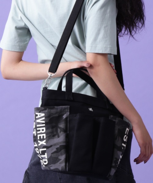 AVIREX（アヴィレックス）の「《限定》GARDENING TOTE BAG/ ガーデニング トートバッグ（トートバッグ・レディース・ホワイト系その他/ブラック系その他/ダークグリーン/ネイビー/グリーン系カモフラージュ/ベージュ/インディゴブルー/ライトインディゴブルー/カモフラージュ/ブラック系その他2/グレー系カモフラージュ/ブラック・FREE/F）」の4枚目の写真