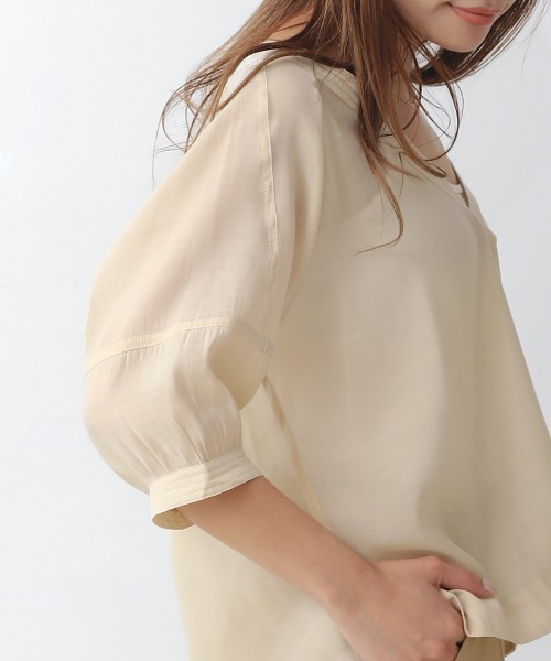 Bou Jeloud(ブージュルード)の「Vネックカラーブラウス(シャツ/ブラウス・レディース・グリーン/アイボリー・38)」の19枚目の写真