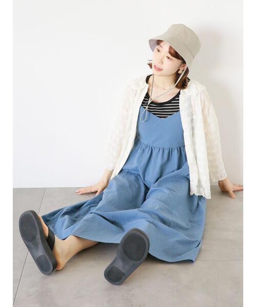 ehka sopo（エヘカソポ）の「ボーダーテレコタンクトップ（タンクトップ・レディース・オレンジ/グリーン/ブラック/ブルー・F）」の13枚目の写真