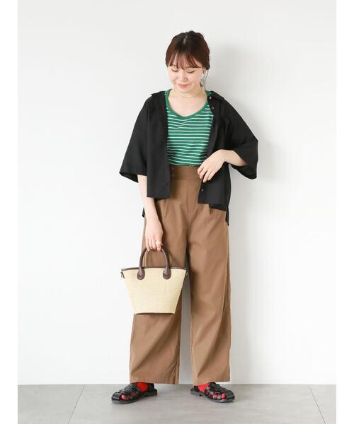 ehka sopo（エヘカソポ）の「ボーダーテレコタンクトップ（タンクトップ・レディース・オレンジ/グリーン/ブラック/ブルー・F）」の21枚目の写真