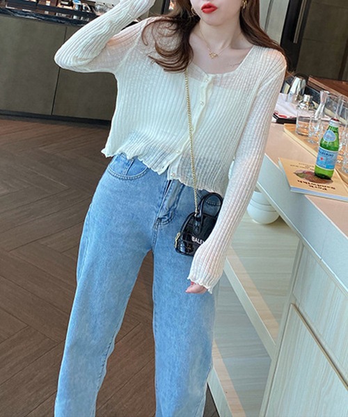 Jasmine Grandiflorum（ジャスミングランディフローラム）の「【Jasmine】シアーショート丈カーディガン（カーディガン/ボレロ・レディース・ブラック/ホワイト/ベージュ/ピンク/ブルー・FREE）」の12枚目の写真