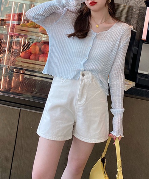 Jasmine Grandiflorum（ジャスミングランディフローラム）の「【Jasmine】シアーショート丈カーディガン（カーディガン/ボレロ・レディース・ブラック/ホワイト/ベージュ/ピンク/ブルー・FREE）」の13枚目の写真