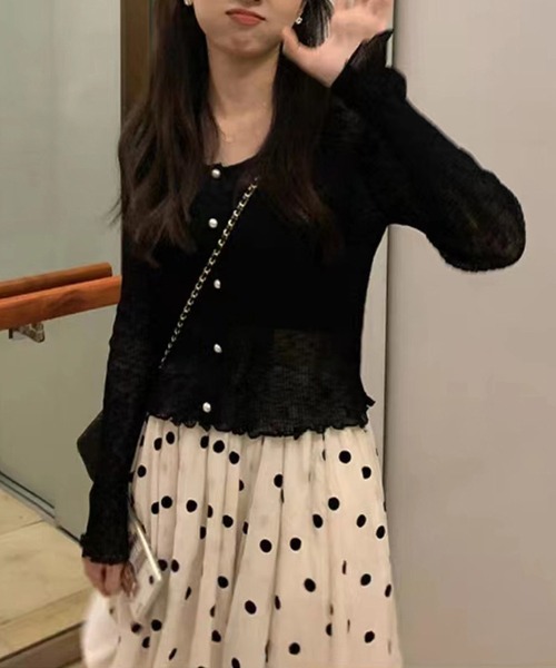 Jasmine Grandiflorum（ジャスミングランディフローラム）の「【Jasmine】シアーショート丈カーディガン（カーディガン/ボレロ・レディース・ブラック/ホワイト/ベージュ/ピンク/ブルー・FREE）」の15枚目の写真