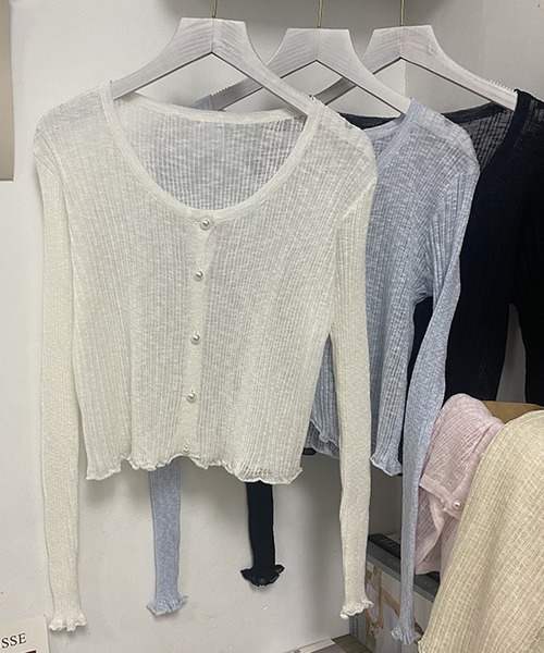 Jasmine Grandiflorum（ジャスミングランディフローラム）の「【Jasmine】シアーショート丈カーディガン（カーディガン/ボレロ・レディース・ブラック/ホワイト/ベージュ/ピンク/ブルー・FREE）」の17枚目の写真