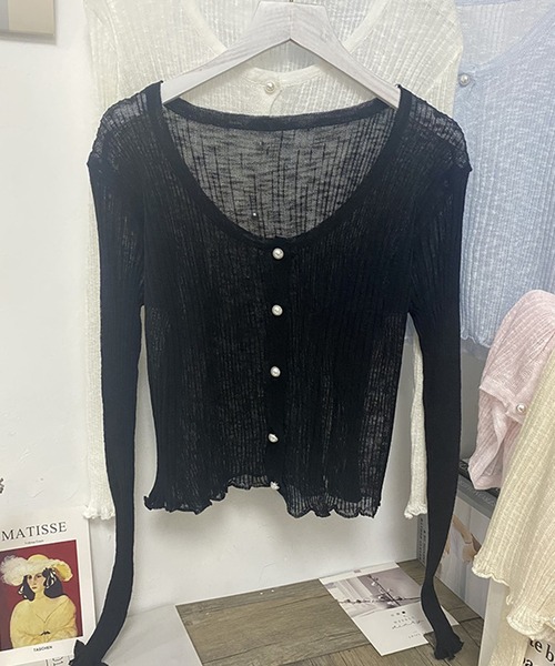 Jasmine Grandiflorum（ジャスミングランディフローラム）の「【Jasmine】シアーショート丈カーディガン（カーディガン/ボレロ・レディース・ブラック/ホワイト/ベージュ/ピンク/ブルー・FREE）」の18枚目の写真