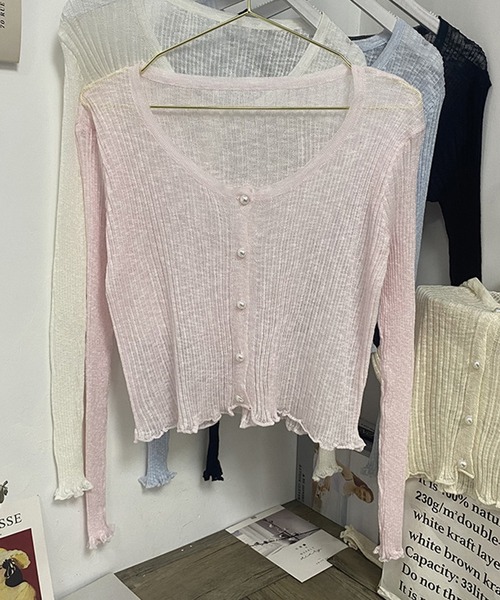 Jasmine Grandiflorum（ジャスミングランディフローラム）の「【Jasmine】シアーショート丈カーディガン（カーディガン/ボレロ・レディース・ブラック/ホワイト/ベージュ/ピンク/ブルー・FREE）」の19枚目の写真