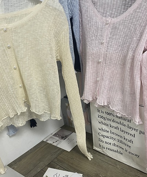 Jasmine Grandiflorum（ジャスミングランディフローラム）の「【Jasmine】シアーショート丈カーディガン（カーディガン/ボレロ・レディース・ブラック/ホワイト/ベージュ/ピンク/ブルー・FREE）」の20枚目の写真