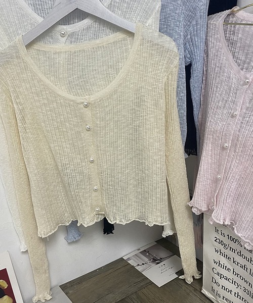 Jasmine Grandiflorum（ジャスミングランディフローラム）の「【Jasmine】シアーショート丈カーディガン（カーディガン/ボレロ・レディース・ブラック/ホワイト/ベージュ/ピンク/ブルー・FREE）」の21枚目の写真