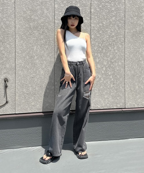 LVEU.(ラブユ.)の「【LVEU.】カットオフバケットハット / 帽子 ハット バケットハット バケハ カットオフ フリンジ ブラック(ハット・レディース・ブラック・FREE)」の6枚目の写真