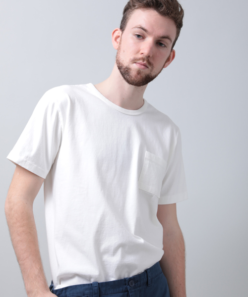 Denime（ドゥニーム）の「【JapanMade】BASIC CUTSEW SS POCKET CN/ベーシックカットソーポケットTシャツ（Tシャツ/カットソー・メンズ・ネイビー/ホワイト/ブラック/杢グレー・MEDIUM/LARGE/SMALL/X-LARGE/X-SMALL）」の2枚目の写真