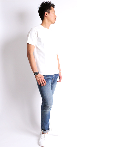 Denime（ドゥニーム）の「【JapanMade】BASIC CUTSEW SS POCKET CN/ベーシックカットソーポケットTシャツ（Tシャツ/カットソー・メンズ・ネイビー/ホワイト/ブラック/杢グレー・MEDIUM/LARGE/SMALL/X-LARGE/X-SMALL）」の14枚目の写真