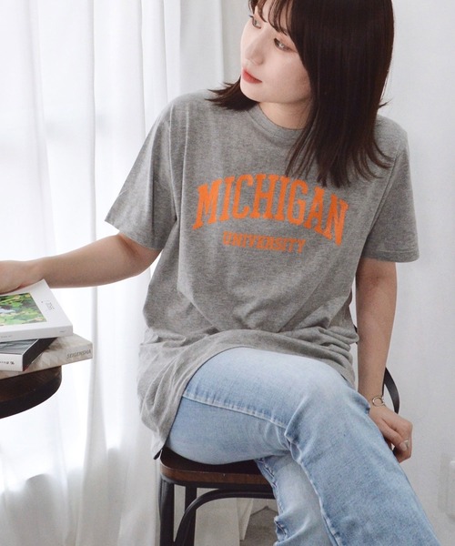 spiritoso(スピリトーゾ)の「spiritoso カレッジロゴプリントTシャツ(半袖)(Tシャツ/カットソー・メンズ・ホワイト/グリーン/ロイヤルブルー/ブラック/杢グレー/ホワイト×ブラック/ブラック×ホワイト/ピンク/ネイビー/ライトブルー/ピンク系その他2・L/XL/S/M)」の5枚目の写真