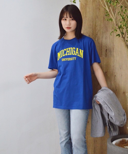 spiritoso(スピリトーゾ)の「spiritoso カレッジロゴプリントTシャツ(半袖)(Tシャツ/カットソー・メンズ・ホワイト/グリーン/ロイヤルブルー/ブラック/杢グレー/ホワイト×ブラック/ブラック×ホワイト/ピンク/ネイビー/ライトブルー/ピンク系その他2・L/XL/S/M)」の9枚目の写真
