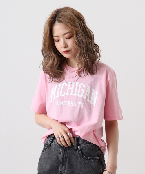 spiritoso(スピリトーゾ)の「spiritoso カレッジロゴプリントTシャツ(半袖)(Tシャツ/カットソー・メンズ・ホワイト/グリーン/ロイヤルブルー/ブラック/杢グレー/ホワイト×ブラック/ブラック×ホワイト/ピンク/ネイビー/ライトブルー/ピンク系その他2・L/XL/S/M)」の10枚目の写真