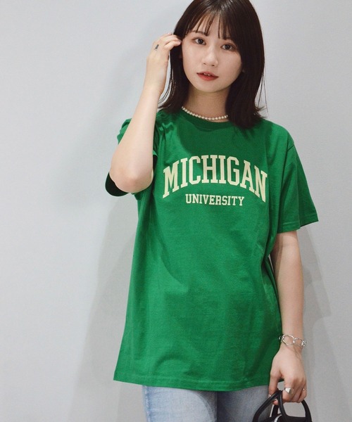spiritoso(スピリトーゾ)の「spiritoso カレッジロゴプリントTシャツ(半袖)(Tシャツ/カットソー・メンズ・ホワイト/グリーン/ロイヤルブルー/ブラック/杢グレー/ホワイト×ブラック/ブラック×ホワイト/ピンク/ネイビー/ライトブルー/ピンク系その他2・L/XL/S/M)」の6枚目の写真