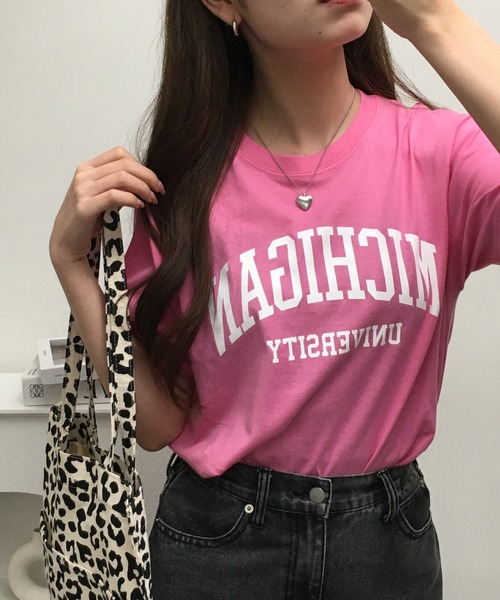 spiritoso(スピリトーゾ)の「spiritoso カレッジロゴプリントTシャツ(半袖)(Tシャツ/カットソー・メンズ・ホワイト/グリーン/ロイヤルブルー/ブラック/杢グレー/ホワイト×ブラック/ブラック×ホワイト/ピンク/ネイビー/ライトブルー/ピンク系その他2・L/XL/S/M)」の11枚目の写真