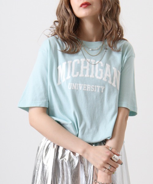 spiritoso(スピリトーゾ)の「spiritoso カレッジロゴプリントTシャツ(半袖)(Tシャツ/カットソー・メンズ・ホワイト/グリーン/ロイヤルブルー/ブラック/杢グレー/ホワイト×ブラック/ブラック×ホワイト/ピンク/ネイビー/ライトブルー/ピンク系その他2・L/XL/S/M)」の7枚目の写真