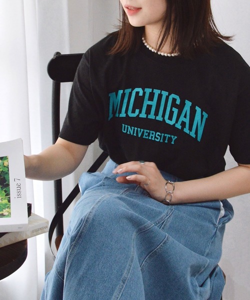 spiritoso(スピリトーゾ)の「spiritoso カレッジロゴプリントTシャツ(半袖)(Tシャツ/カットソー・メンズ・ホワイト/グリーン/ロイヤルブルー/ブラック/杢グレー/ホワイト×ブラック/ブラック×ホワイト/ピンク/ネイビー/ライトブルー/ピンク系その他2・L/XL/S/M)」の19枚目の写真