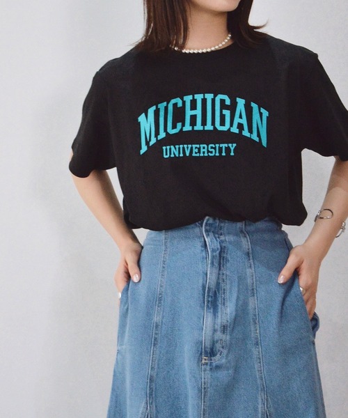 spiritoso(スピリトーゾ)の「spiritoso カレッジロゴプリントTシャツ(半袖)(Tシャツ/カットソー・メンズ・ホワイト/グリーン/ロイヤルブルー/ブラック/杢グレー/ホワイト×ブラック/ブラック×ホワイト/ピンク/ネイビー/ライトブルー/ピンク系その他2・L/XL/S/M)」の22枚目の写真