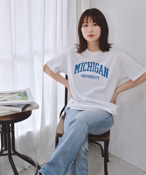 spiritoso(スピリトーゾ)の「spiritoso カレッジロゴプリントTシャツ(半袖)(Tシャツ/カットソー・メンズ・ホワイト/グリーン/ロイヤルブルー/ブラック/杢グレー/ホワイト×ブラック/ブラック×ホワイト/ピンク/ネイビー/ライトブルー/ピンク系その他2・L/XL/S/M)」の15枚目の写真