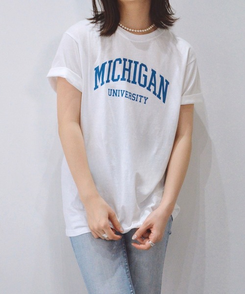 spiritoso(スピリトーゾ)の「spiritoso カレッジロゴプリントTシャツ(半袖)(Tシャツ/カットソー・メンズ・ホワイト/グリーン/ロイヤルブルー/ブラック/杢グレー/ホワイト×ブラック/ブラック×ホワイト/ピンク/ネイビー/ライトブルー/ピンク系その他2・L/XL/S/M)」の14枚目の写真
