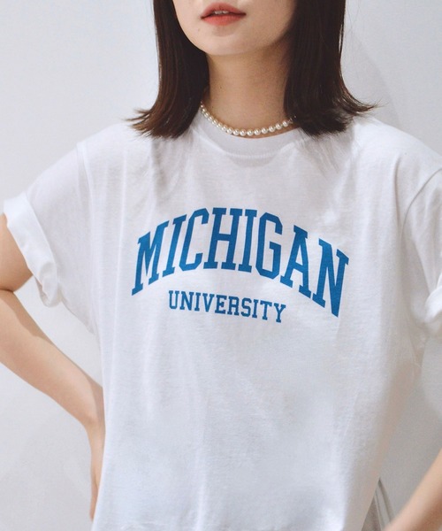 spiritoso(スピリトーゾ)の「spiritoso カレッジロゴプリントTシャツ(半袖)(Tシャツ/カットソー・メンズ・ホワイト/グリーン/ロイヤルブルー/ブラック/杢グレー/ホワイト×ブラック/ブラック×ホワイト/ピンク/ネイビー/ライトブルー/ピンク系その他2・L/XL/S/M)」の12枚目の写真