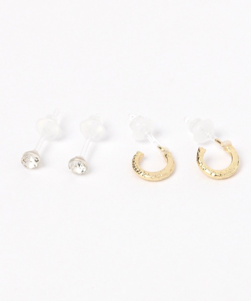 LAKOLE（ラコレ）の「プチフープ樹脂ポストピアス4点セット / 963337（ピアス（両耳用）・レディース・その他1/その他2・FREE）」の2枚目の写真