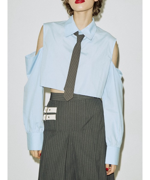 jouetie（ジュエティ）の「オープンショルダータイシャツ（シャツ/ブラウス・レディース・オフホワイト/ブルー/パープル・MEDIUM）」の2枚目の写真