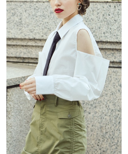 jouetie（ジュエティ）の「オープンショルダータイシャツ（シャツ/ブラウス・レディース・オフホワイト/ブルー/パープル・MEDIUM）」の10枚目の写真