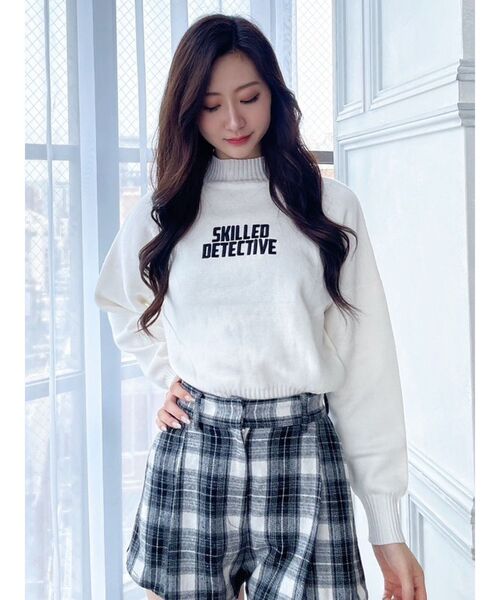GYDA（ジェイダ）の「SKILLED DETECTIVE ニットトップス（ニット/セーター・レディース・ブラック/オフホワイト/ダークオレンジ・FREE）」の9枚目の写真