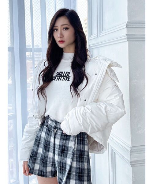 GYDA（ジェイダ）の「SKILLED DETECTIVE ニットトップス（ニット/セーター・レディース・ブラック/オフホワイト/ダークオレンジ・FREE）」の5枚目の写真