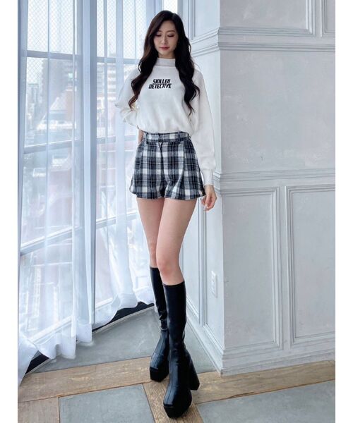 GYDA（ジェイダ）の「SKILLED DETECTIVE ニットトップス（ニット/セーター・レディース・ブラック/オフホワイト/ダークオレンジ・FREE）」の4枚目の写真