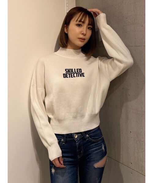 GYDA（ジェイダ）の「SKILLED DETECTIVE ニットトップス（ニット/セーター・レディース・ブラック/オフホワイト/ダークオレンジ・FREE）」の14枚目の写真