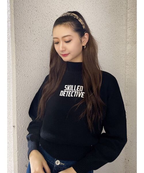 GYDA（ジェイダ）の「SKILLED DETECTIVE ニットトップス（ニット/セーター・レディース・ブラック/オフホワイト/ダークオレンジ・FREE）」の12枚目の写真