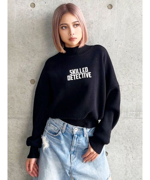 GYDA（ジェイダ）の「SKILLED DETECTIVE ニットトップス（ニット/セーター・レディース・ブラック/オフホワイト/ダークオレンジ・FREE）」の21枚目の写真
