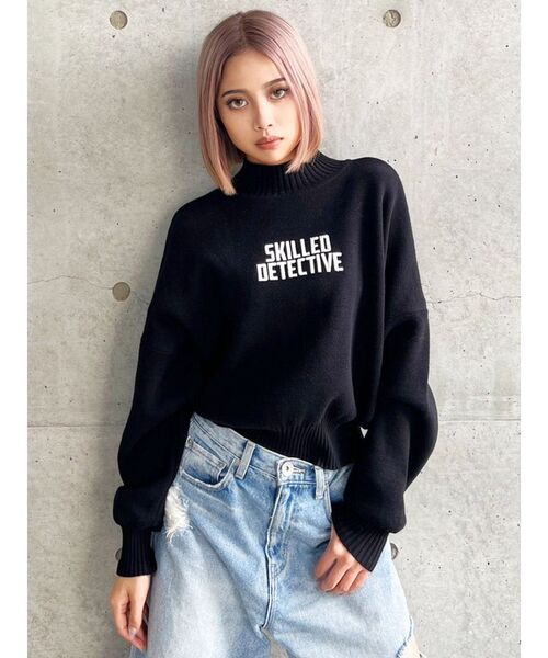 GYDA（ジェイダ）の「SKILLED DETECTIVE ニットトップス（ニット/セーター・レディース・ブラック/オフホワイト/ダークオレンジ・FREE）」の22枚目の写真